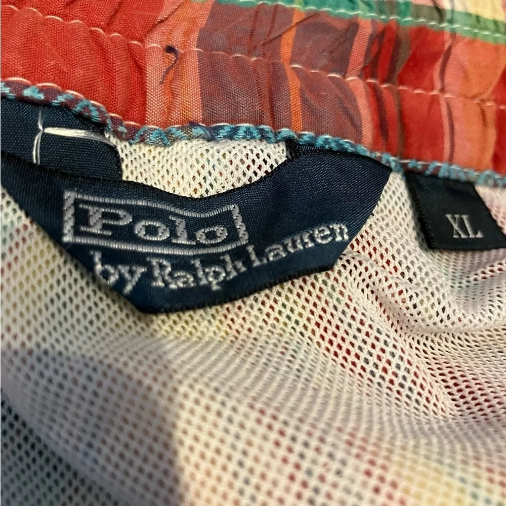 Polo Ralph Lauren Swim Trunks Size XL Mens Orange Green Plaid